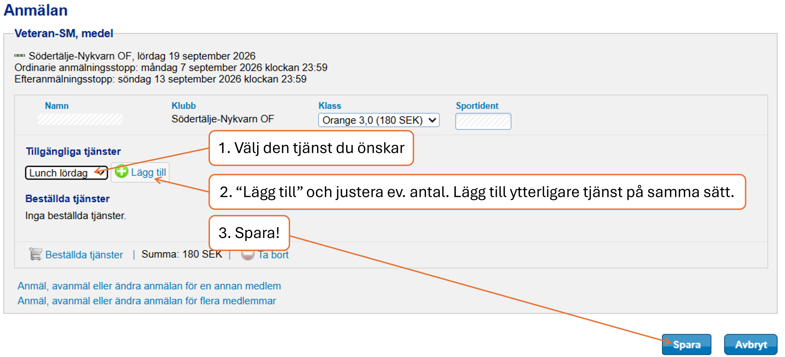 How-to: Beställa tilläggstjänster i Eventor.